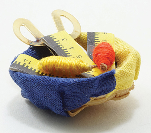 Dollhouse Miniature Basket W/Thread, Scissors